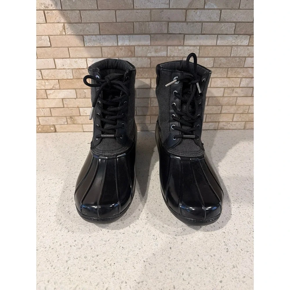 Michael Kors Black Duck Boots mens Waterproof Lace Up Rain Snow Winter Boots